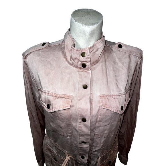 Jane + Delancey Jacket Women's Size M Pink Mock Neck Utility Lyocell Relaxed LS - Picture 2 of 6